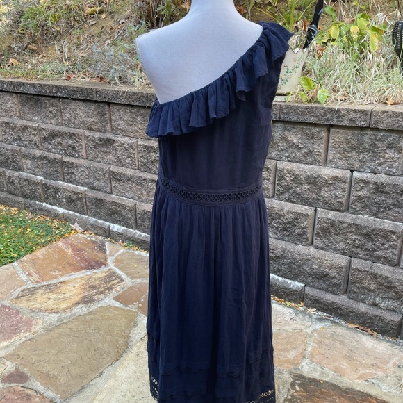 New NWT Talbots One Shoulder Ruffled Midi Dress Blue Size 14 - Picture 9 of 9